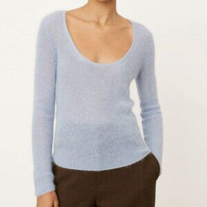 Vince wool mohair blend loose knit scoop neck sweater size large light blue